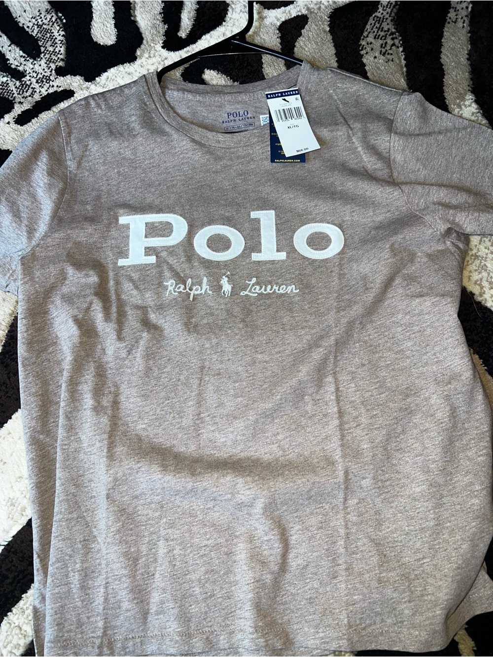 Polo Ralph Lauren Logo Tee in Light Heather Gray brown